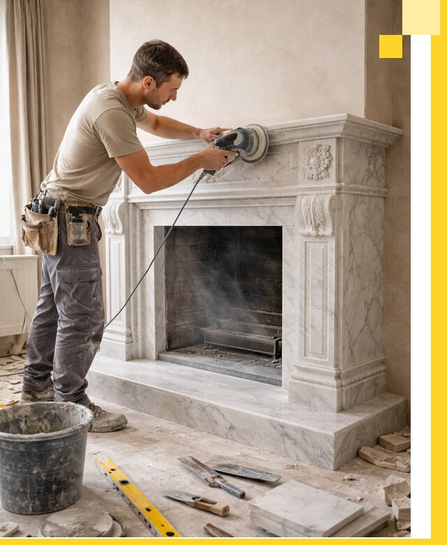 Изготовление и установка мраморных каминов в Астрахани под ключ