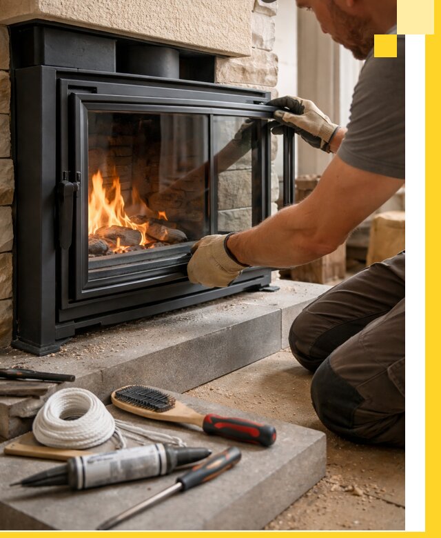 Производство, монтаж и доставка каминов со стеклом в Астрахани