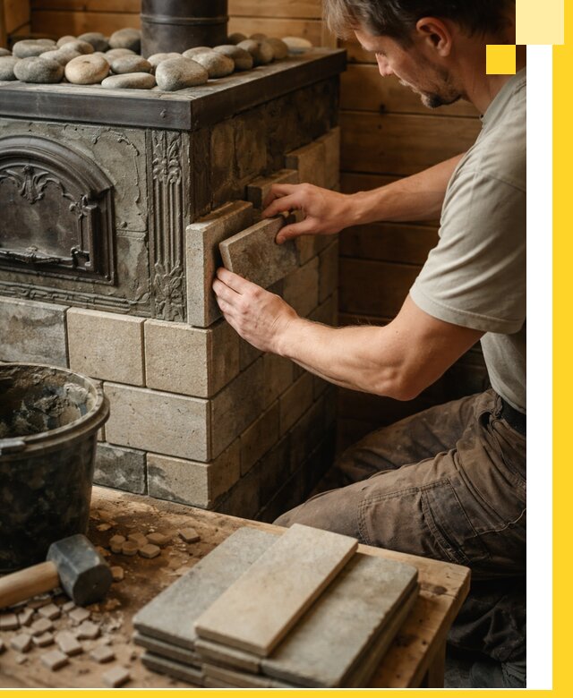 Облицовка банных печей в Астрахани профессиональная отделка