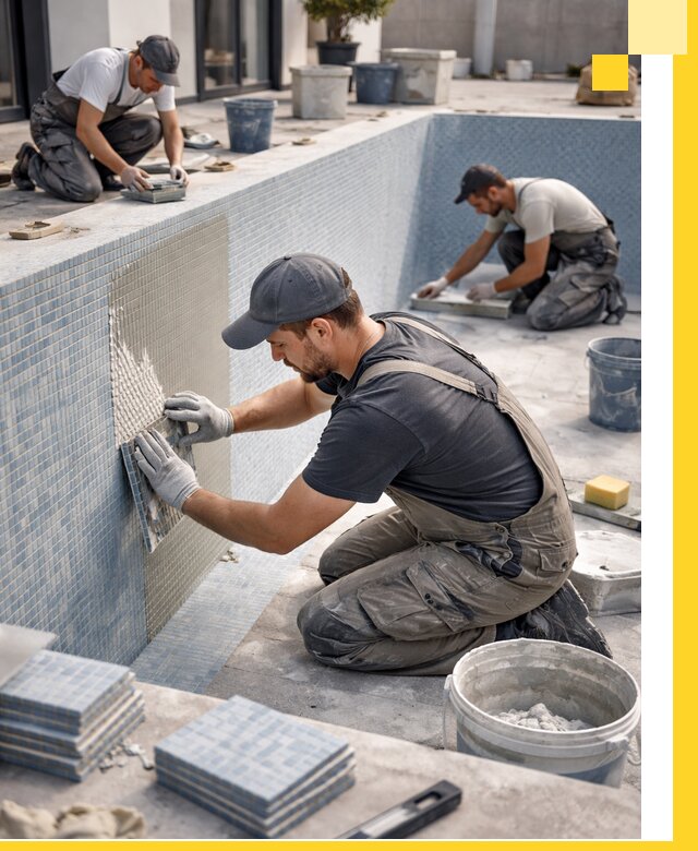 Облицовка бассейнов в Астрахани плитка мозаика гидроизоляция