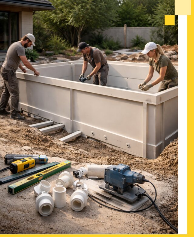 Установка полипропиленовых бассейнов под ключ в Астрахани