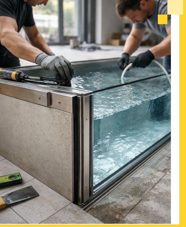 Проектирование и монтаж стеклянных бассейнов в Астрахани