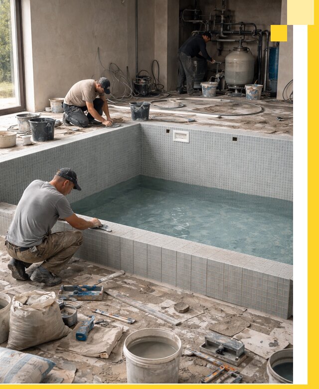 Строительство и монтаж бассейнов в помещении в Астрахани