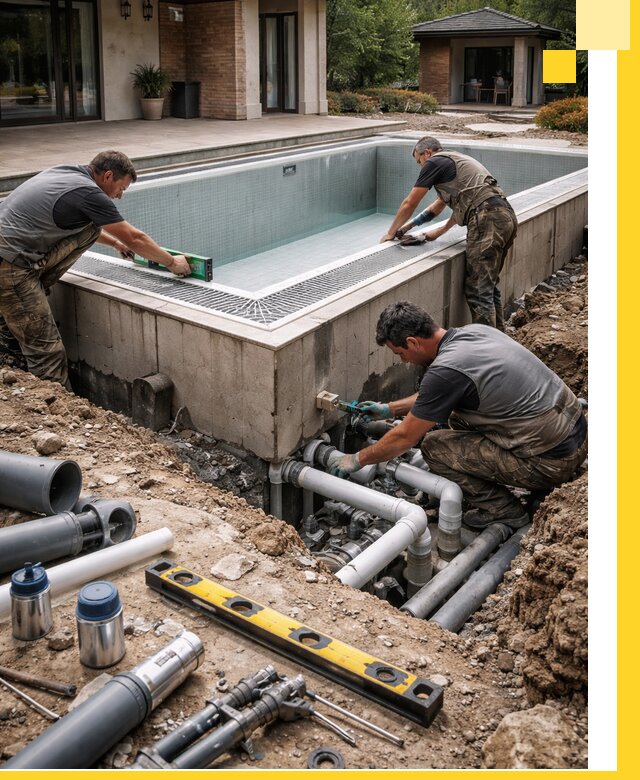 Строительство переливных бассейнов в Астрахани под ключ