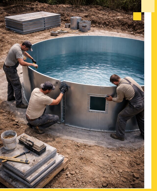 Круглые бассейны под ключ в Астрахани проектирование и монтаж