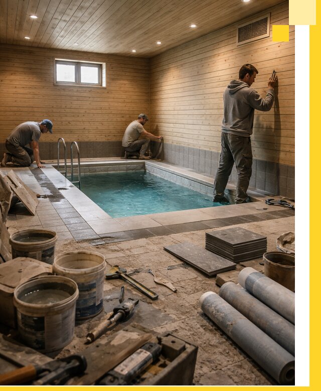 Строительство бани с бассейном и сауной под ключ в Астрахани