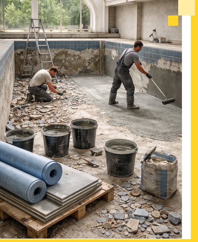 Реконструкция бассейнов в Астрахани: ремонт, гидроизоляция