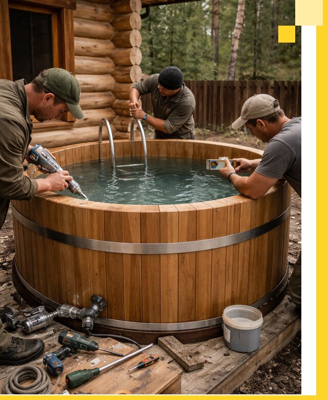 Строительство бань с купелью под ключ и отделкой в Астрахани