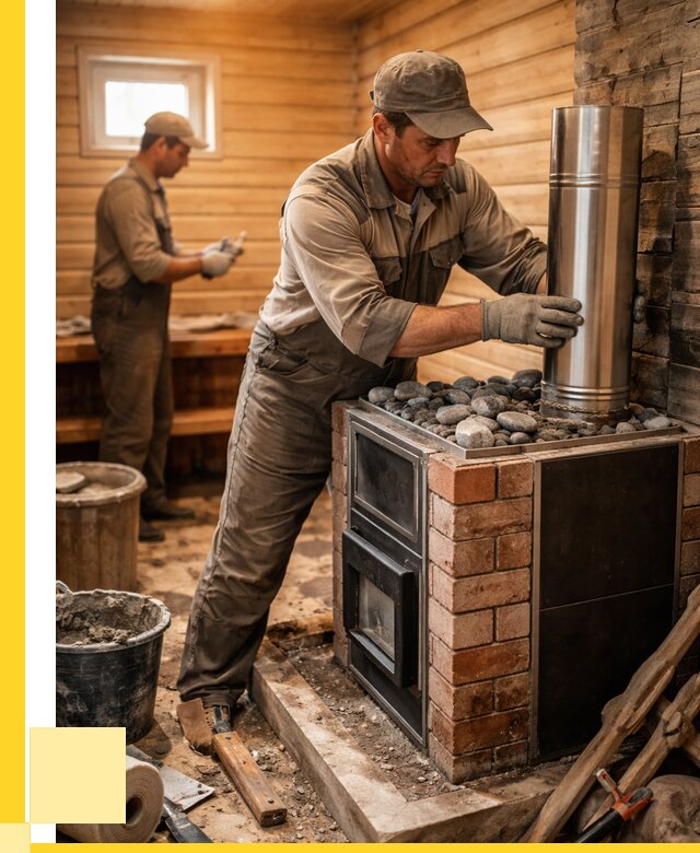 Монтаж печи в бане под ключ в Астрахани от 20552 р. | ЭриданСтр