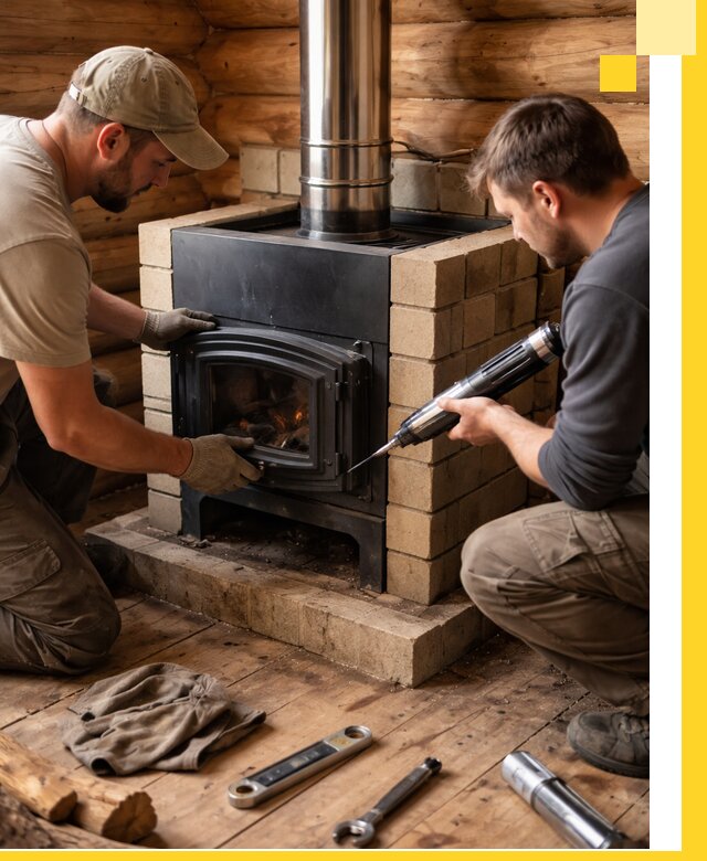 Монтаж и установка печи в бане под ключ с гарантией в Астрахани