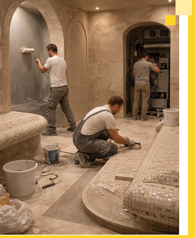 Строительство бани с хамамом и бассейном под ключ в Астрахани