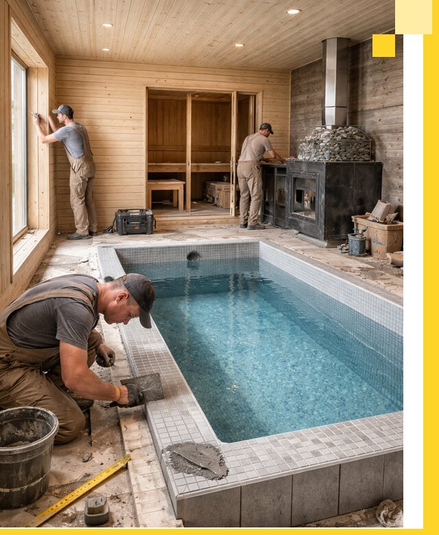 Проект бани с бассейном и сауной в Астрахани под ключ