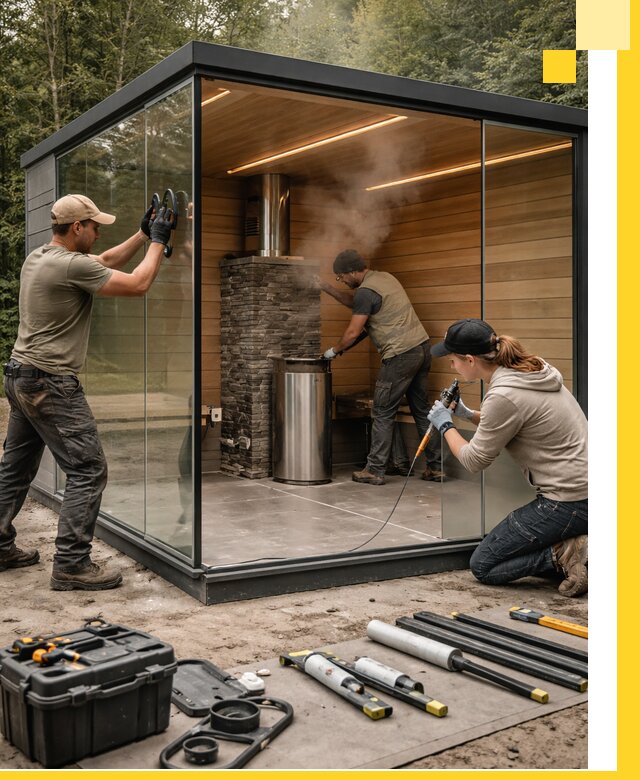 Проектирование и строительство стеклянных бань в Астрахани