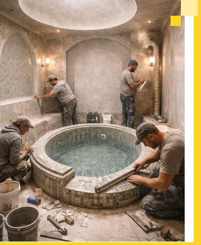 Профессиональное строительство хамама с бассейном в Астрахани под ключ