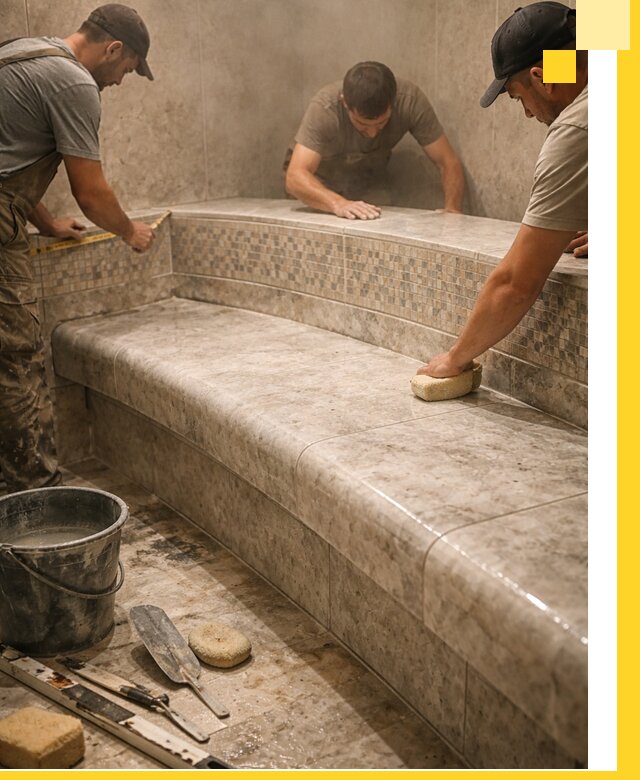 Изготовление и установка сидений для хамама в Астрахани