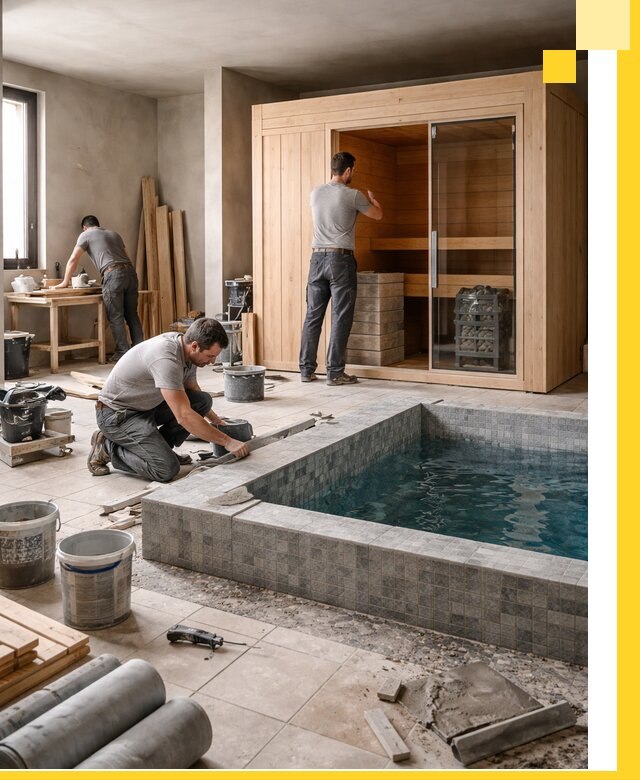 SPA зоны под ключ с бассейном сауной и печью в Астрахани